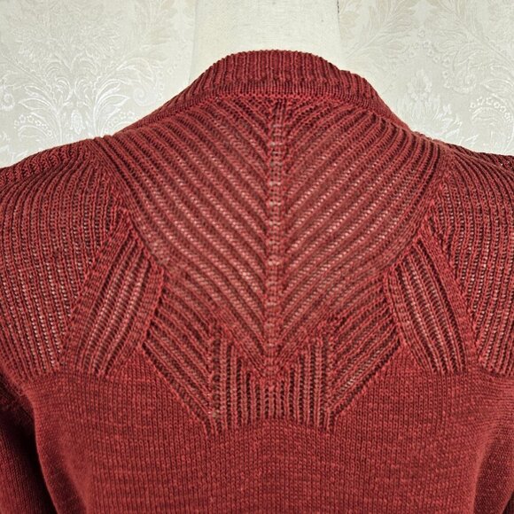 Coldwater Creek Size XL Dark Rust Button Up Cardigan Split Vneck Knit Long Slv - Picture 10 of 14